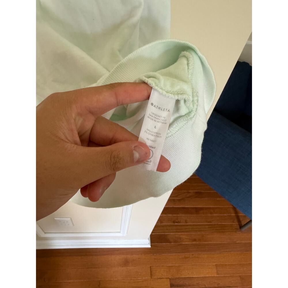 ATHLETA Mint Green/White Tie-Dye Sundown Crewneck Pullover Cotton Lounge Casual - Picture 7 of 11